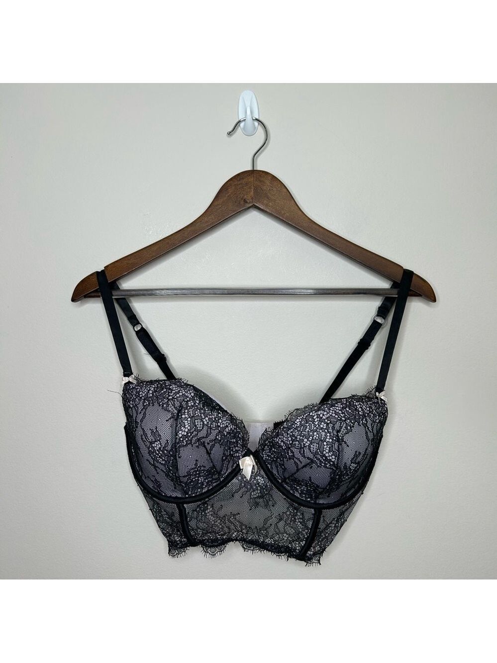 Victoria Secret Very Sexy Demi-Bustier Long Line Pushup Lace Bra 34DD